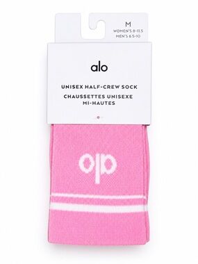 Alo Yoga Pink Half Crew Socks M Unisex Sweet Pink White Athletic Crew NWOT